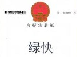 盈彩(中国)股份有限公司-官网绿快商标注册证书